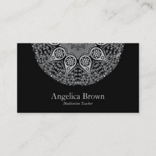 Elegante Black Mandala Business Card Achtsamkeit Visitenkarte