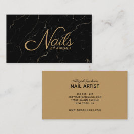 Elegante Black Marble Gold Nails nach dem "Name"-G Visitenkarte