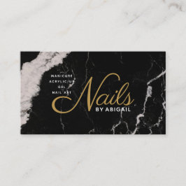 Elegante Black Marble Gold Nails nach "Name" Visitenkarte