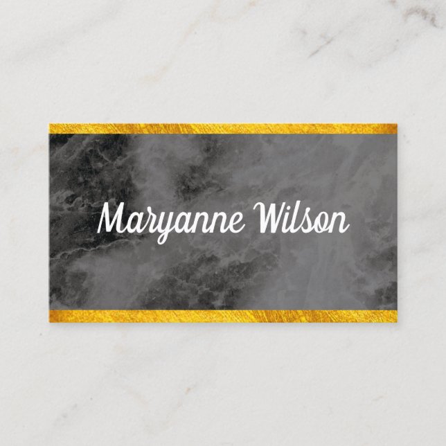 Elegante Black Marble Gold Trim Visitenkarte (Vorderseite)