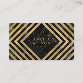 Elegante Black Marble Imitate Gold Social Media Visitenkarte