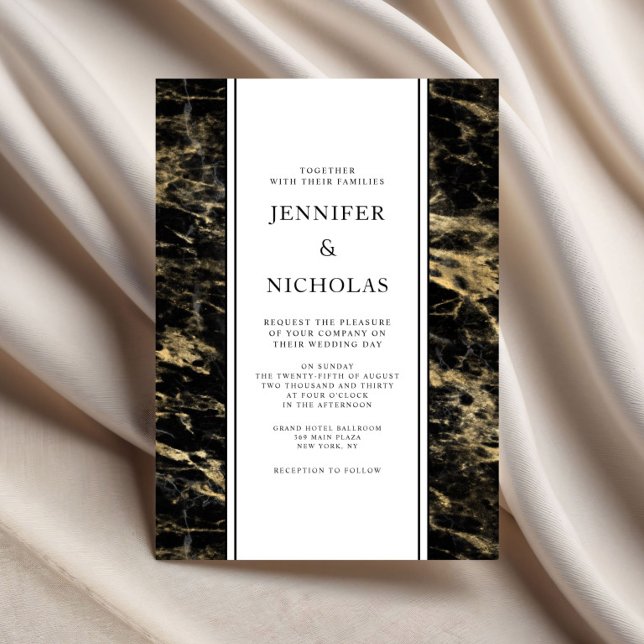 Elegante Black Marble Wedding Einladung (Elegant Black Marble Wedding Invitation)