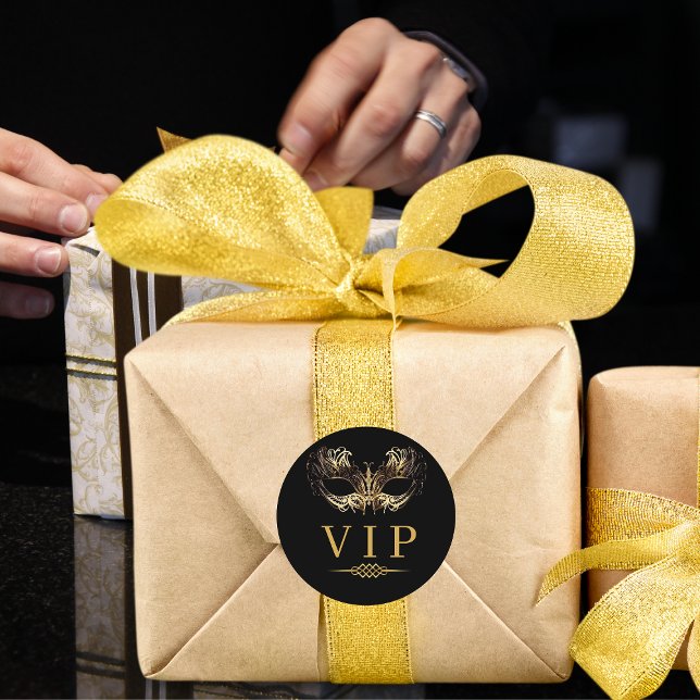Elegante Black Masquerade VIP sehr wichtige Person Runder Aufkleber (Von Creator hochgeladen)