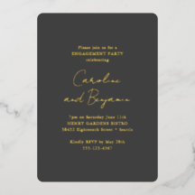 Elegante Black Minimalistisch Engagement Party Gol