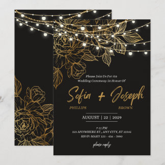 Elegante Black Modern Wedding Invitation Card Einladung
