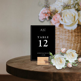 Elegante Black Monogram Wedding Tischnummer