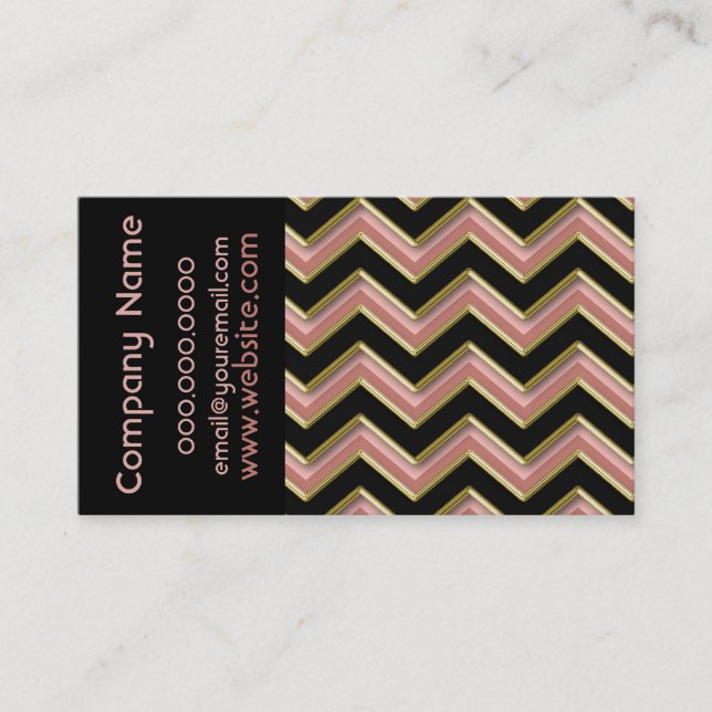 Elegante Black on Coral ZigZag Business Card Visitenkarte (Vorderseite)
