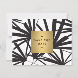 Elegante Black Palm Fronds Save the Date Karte