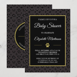 Elegante Black Panther Leopard Spots Kinderdusche Einladung