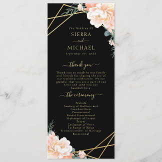 Elegante Black Peach Cream Gold Geometrische Hochz Programm
