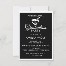 Elegante Black Pharmacist Graduation Party Einladung