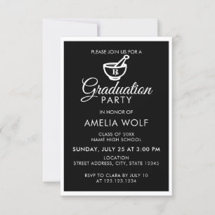Elegante Black Pharmacist Graduation Party Einladung