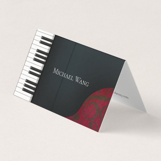 Elegante Black Piano Musik Bildung & Performance Visitenkarten (Vorderseite)