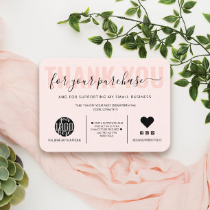 Elegante Black Pink Script Logo Kunde Vielen Dank Visitenkarte