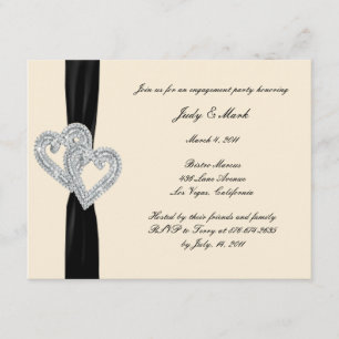Elegante Black Ribbon Engagement Party Einladung