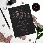 Elegante Black Rose Gold Foil Script Hochzeit Einladung<br><div class="desc">Elegante Black Rose Goldene Foil Script Einladung zur Hochzeit</div>