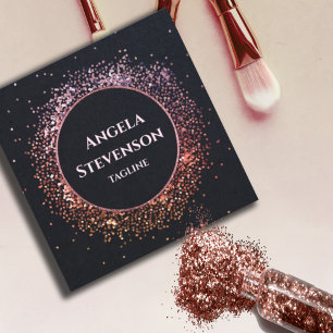 Elegante Black Rose Gold Glitzer Business Card Quadratische Visitenkarte
