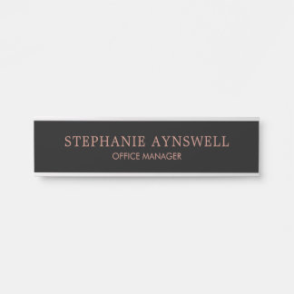 Elegante Black Rose Gold Moderne Türschild