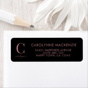 Elegante Black Rose Gold Monogram Typografie