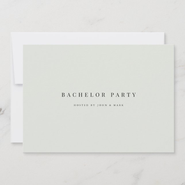 Elegante Black Sage Bachelor Party Einladungskarte (Vorderseite)