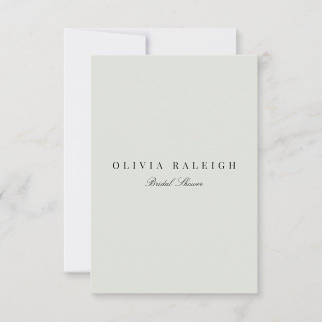 Elegante Black & Sage Bridal Dusche Einladung (Vorderseite)