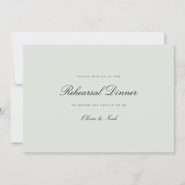 Elegante Black & Sage Green Probe Dinner Card Dankeskarte (Vorderseite)