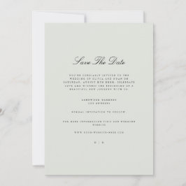 Elegante Black & Sage Green Save the Date Card Ankündigung