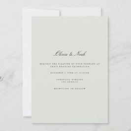 Elegante Black & Sage Green Wedding Einladungskart Einladung