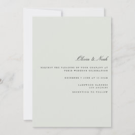 Elegante Black & Sage Green Wedding Einladungskart Einladung