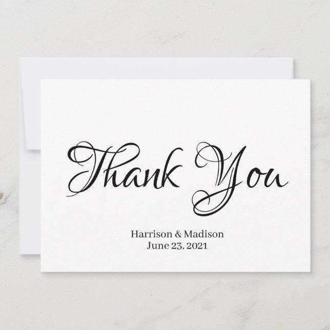 Elegante Black Script Custom Wedding Dankeschön Ca (Vorderseite)