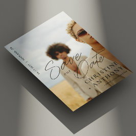 Elegante Black Script Foto Save the Date Karte