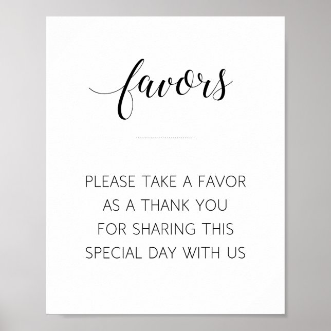 Elegante Black Script-Gastgeschenke Hochzeiten Sig Poster (Vorne)