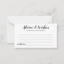 Elegante Black Script Wedding Advice & Wishings Ca Hinweiskarte