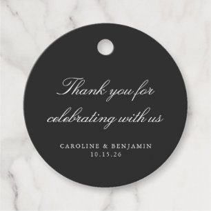 Elegante Black Script Wedding Custom Vielen Dank Geschenkanhänger