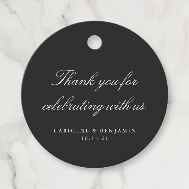 Elegante Black Script Wedding Custom Vielen Dank Geschenkanhänger (Vorderseite)