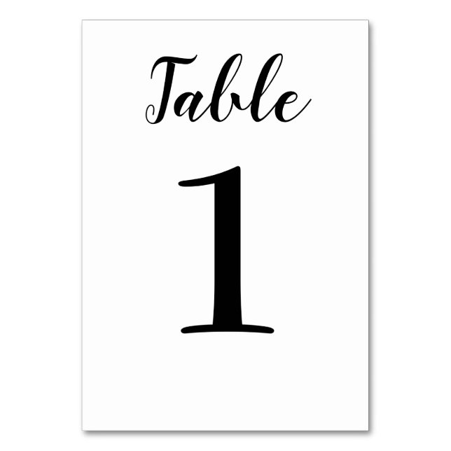 Elegante Black Script Wedding Tischnummer (Vorderseite)