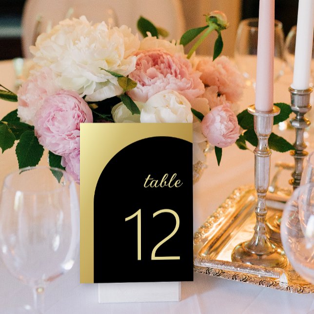 Elegante Black Shiny Gold Wedding Tischnummer (Elegant Black Shiny Gold Wedding Table Number)