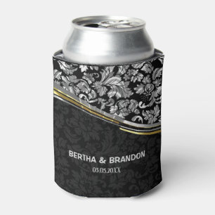 Elegante Black & Silver Damasken Gold Akzente Dosenkühler