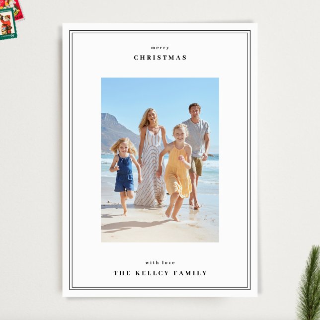 Elegante Black Simple Gerahmt 3 Foto Weihnachten (Von Creator hochgeladen)