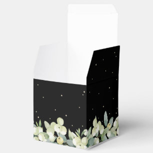 Elegante Black Snowberry+Eucalyptus Winter Wedding Geschenkschachtel
