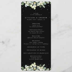 Elegante Black Snowberry+Eucalyptus Winter Wedding Programm