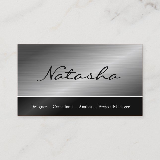 Elegante Black Steel Script Schriftart Business Ca Visitenkarte (Vorderseite)