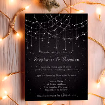 Elegante Black String Lights QR Code Wedding