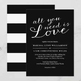 Elegante Black Stripes Einladung Hochzeit