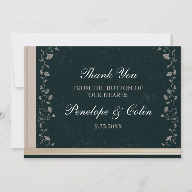 Elegante Black Tan Library Book Cover Wedding Dankeskarte (Vorderseite)