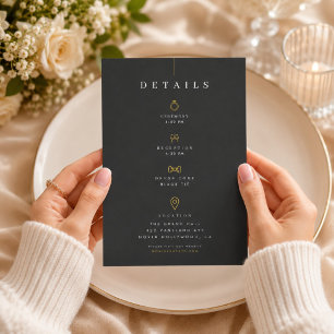 Elegante Black-Tie-Hochzeits-Details-Karte Begleitkarte