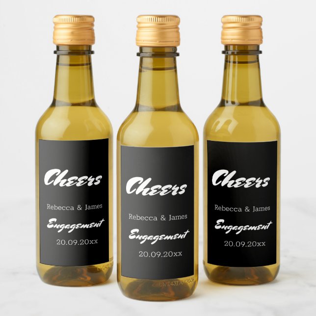 Elegante Black Verlobung Gastgeschenke Hochzeiten  Weinetikett (Flaschen)