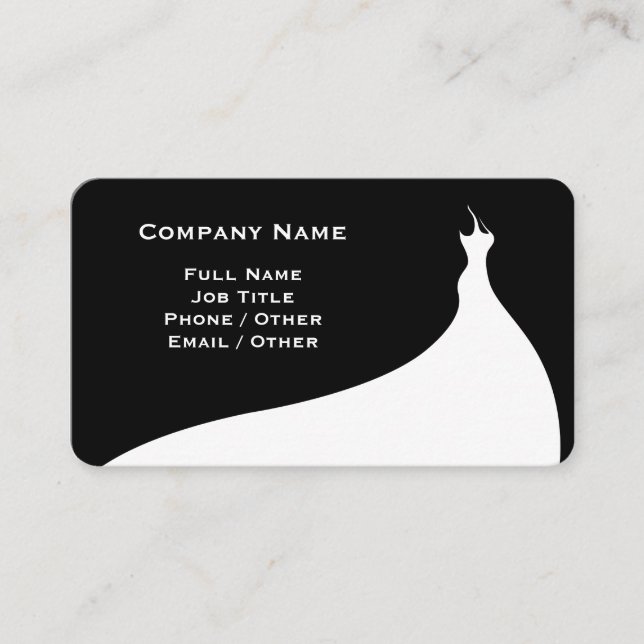 Elegante Black Wedding Dress Business Card Visitenkarte (Vorderseite)