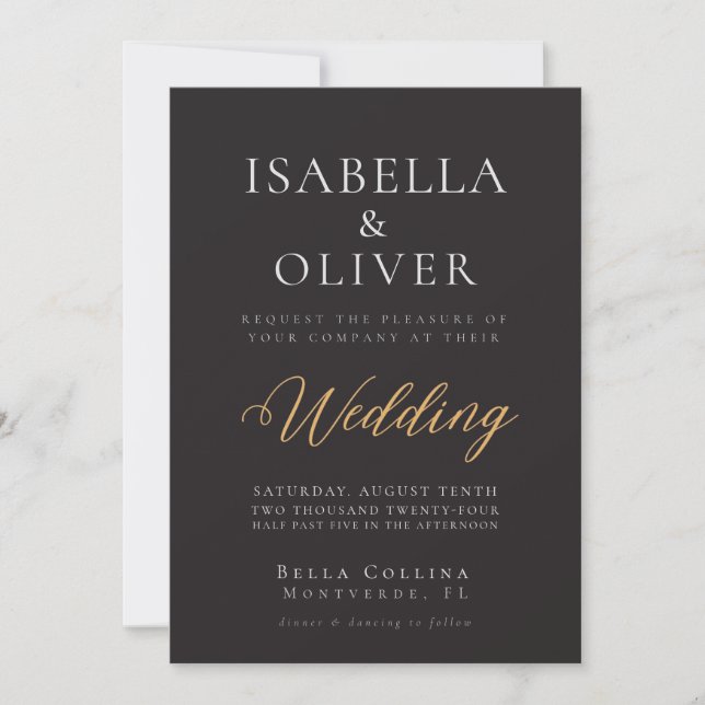 Elegante Black Wedding Einladung (Vorderseite)