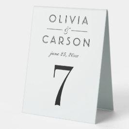 Elegante Black Wedding Monogram Tischnummer Tischaufsteller